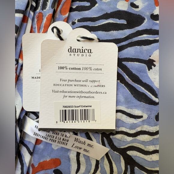 NWT Danica Studio Entwine Block Print Light Weight Scarf 100% Cotton - Picture 5 of 6